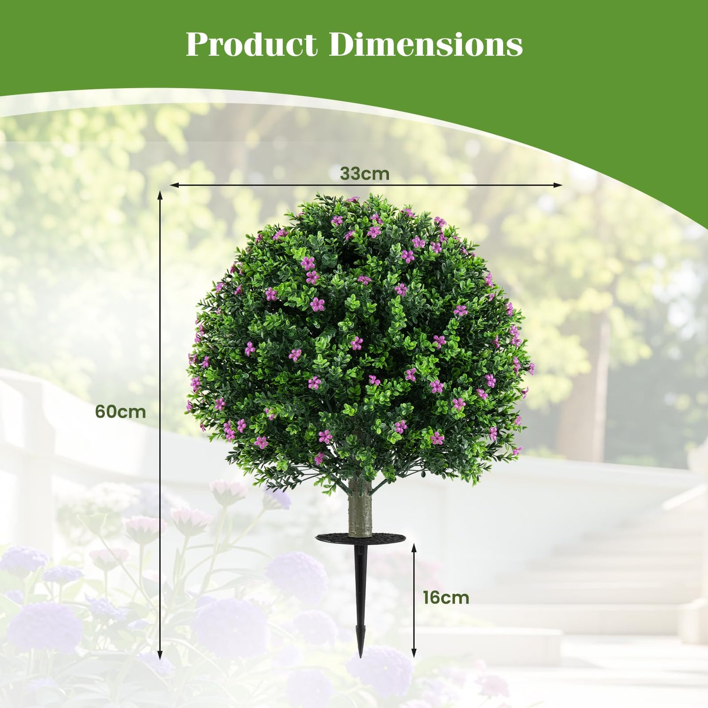 Indoor Outdoor Sun-proof Fake Floral Greenery Topiary Plants（Purple Flowers）