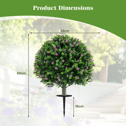 Indoor Outdoor Sun-proof Fake Floral Greenery Topiary Plants（Purple Flowers）
