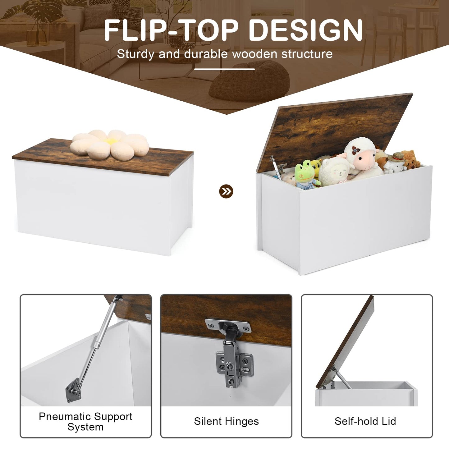 Large Toy Box Organizer with Flip-up Lid