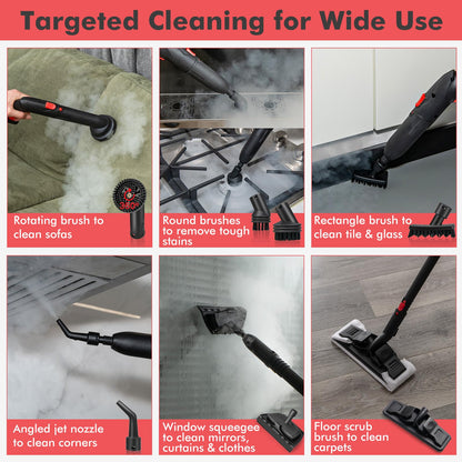 2000W 1.8L Multipurpose Adjustable Steam Cleaner with 13 Accessories