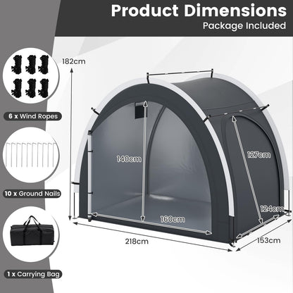 Bike Storage Shed Tent, Waterproof Anti-UV Garden Shed with Silver-coated Fabric