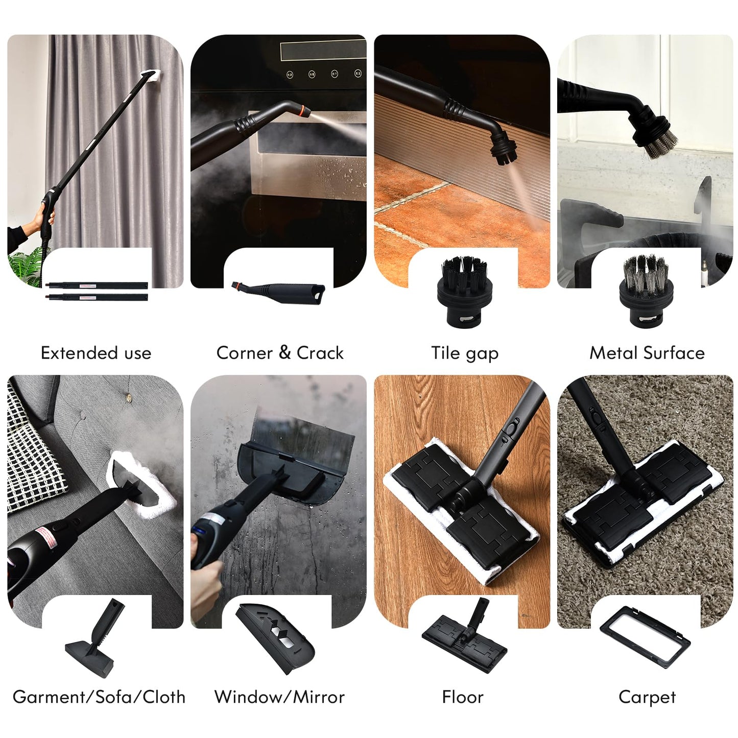 2000W Steam Cleaner, 1.5L Tank Portable Household Steam Mop with 20 Accessories