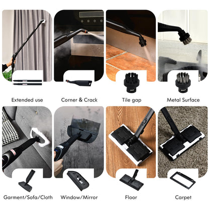 2000W Steam Cleaner, 1.5L Tank Portable Household Steam Mop with 20 Accessories