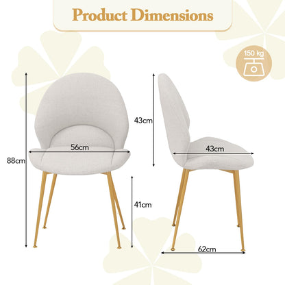 Set of 2 Upholstered Accent Chairs with Curved Backrest Adjustable Foot Pads