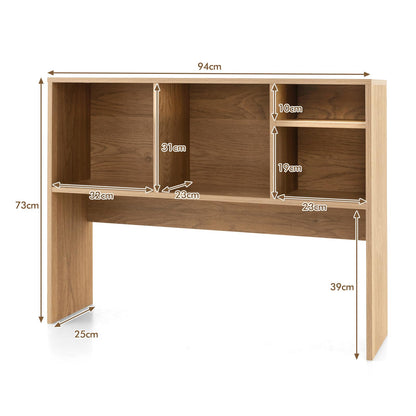 Computer Desktop Bookcase with 4 Cubbies and Open Back Compartment