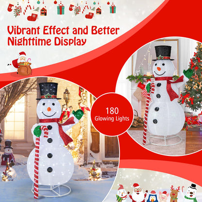 150 cm Large White Pre-lit Lighted Snowman Christmas Decoration