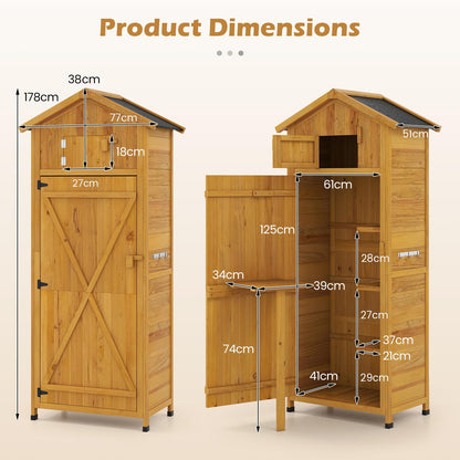 Wooden Garden Shed, Outdoor Tool Storage Cabinet with Foldable Table