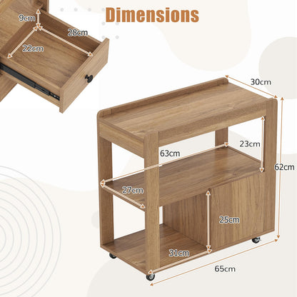Narrow Bedside Table with 2 Drawers for Small Space