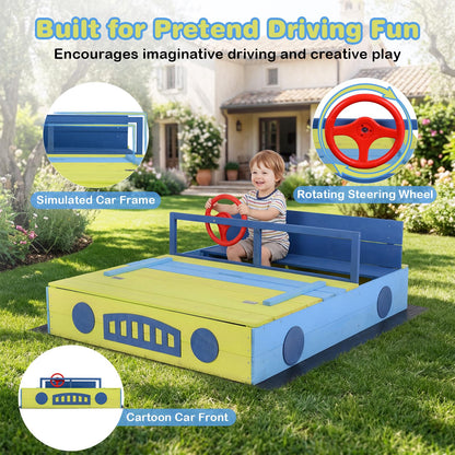 Sandpit Sandpit with Bench Folding Lid and Sandpit Liner Fir Wood Sandpit