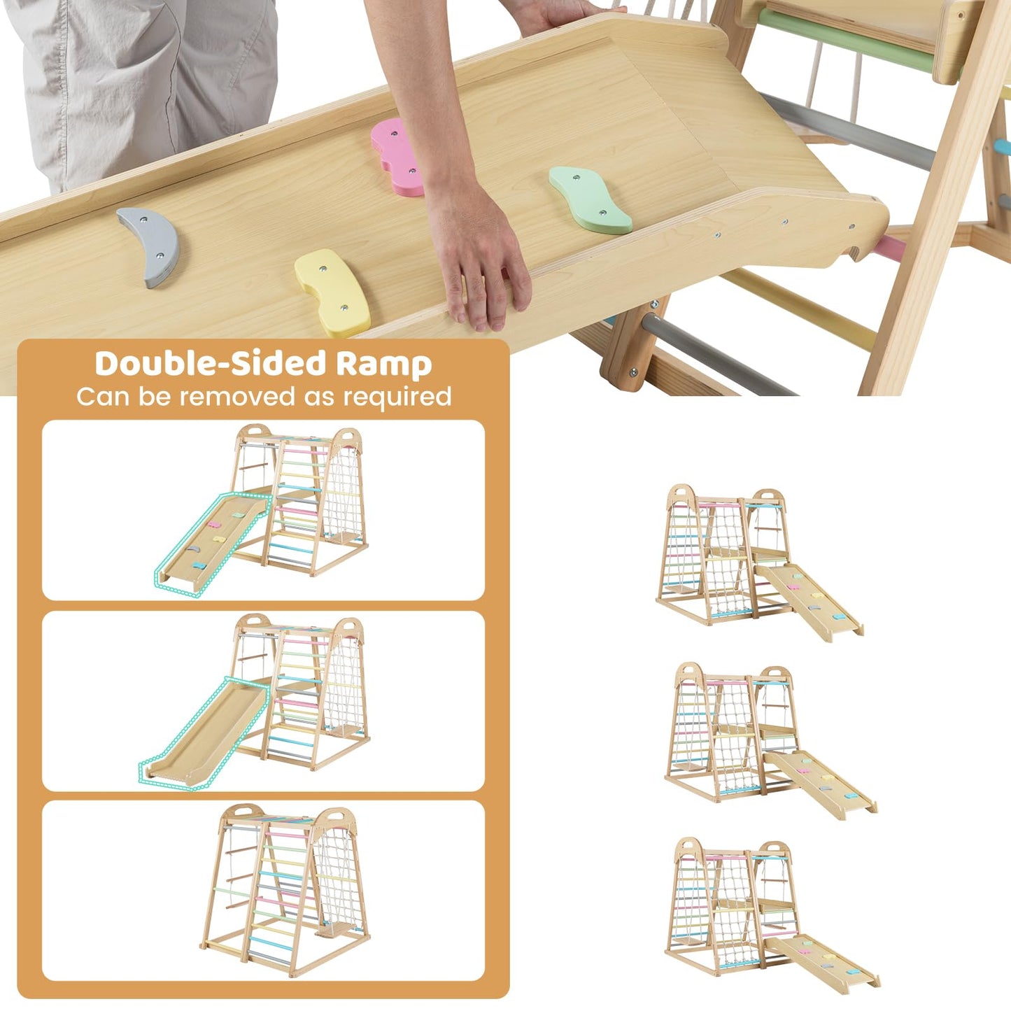 8-in-1 Jungle Gym Wooden Montessori Climber Playset