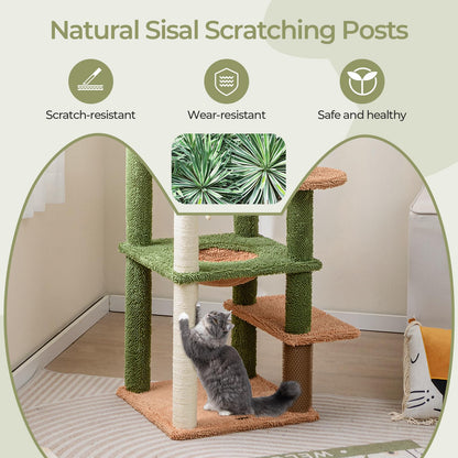 152cm Cute Cat Tree with Sisal Scratching Posts and Rope, Plush Perch