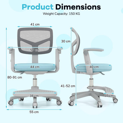 Kids Desk Chair Children Study Chair with Adjustable Height Armrest and Footrest