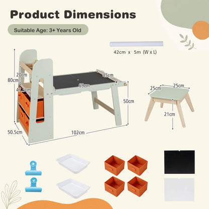 Kids Art Table and Chair Set, Children Activity Table