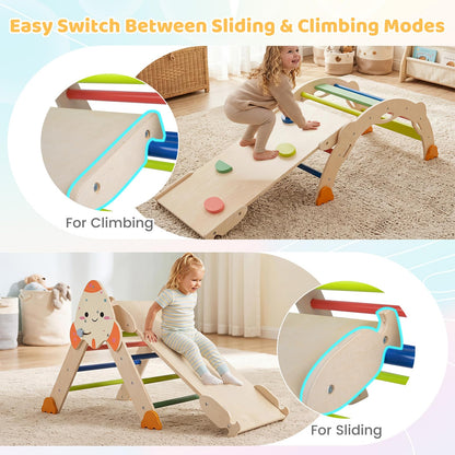 Toddler Climbing Frame, 8-in-1 Wooden Kids Climber with Arch