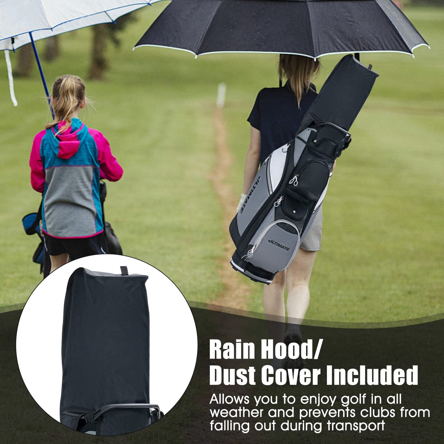 14-Way Lightweight Portable Golf Cart Bag with Cooler Bag