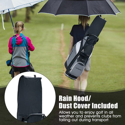 14-Way Lightweight Portable Golf Cart Bag with Cooler Bag