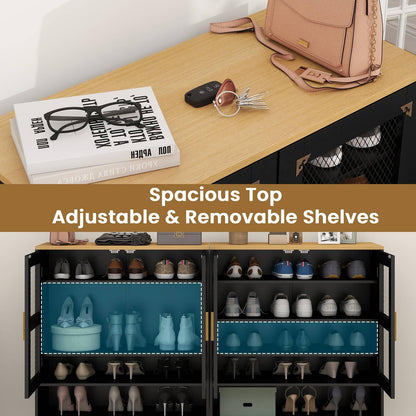 5-Tier Shoe Cabinet with Mesh Doors and Adjustable Shelves