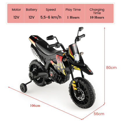 12V Battery Powered Toddler Motorbike with Music for 3-8 Years Old Kids