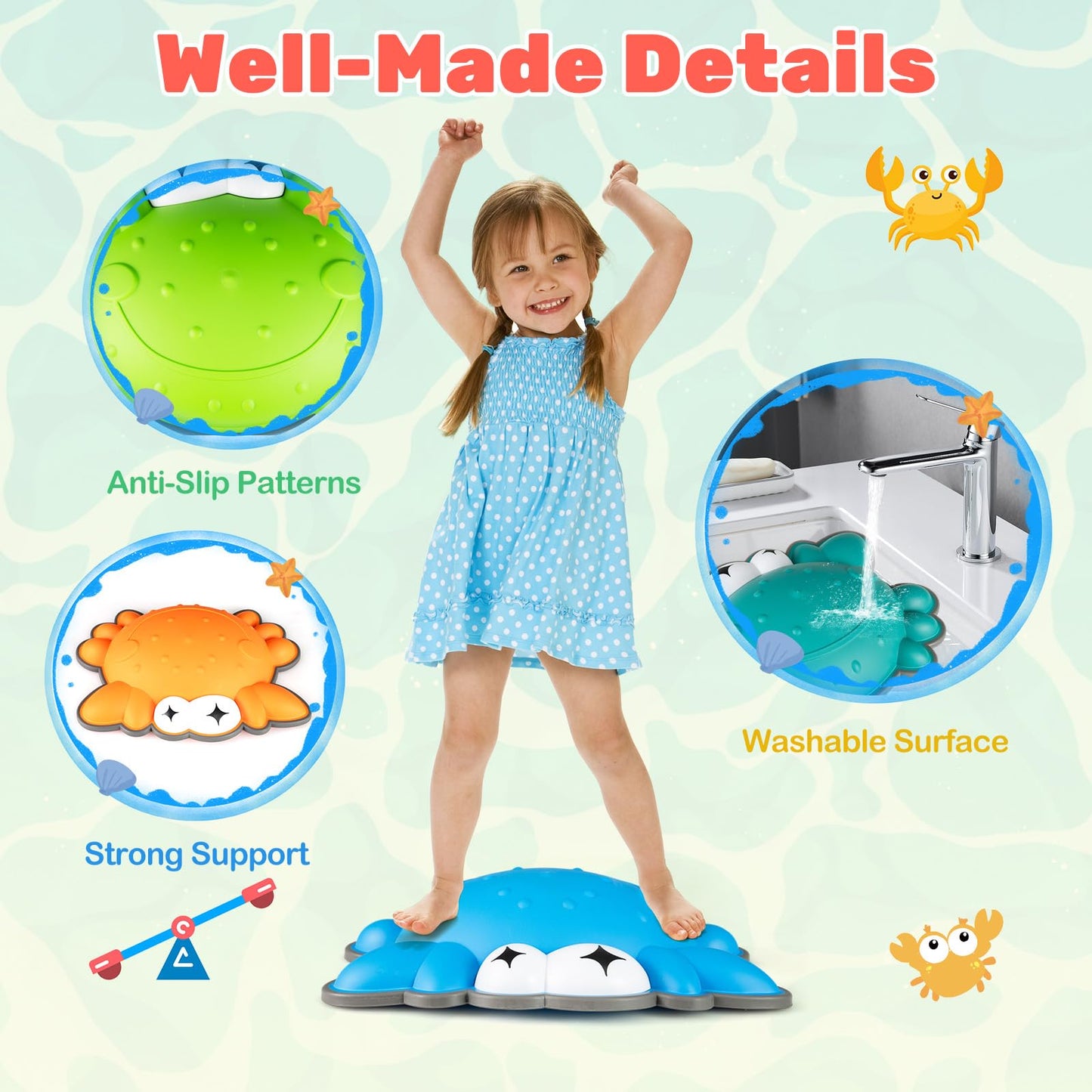 9 Pieces Non-Slip Toddler Stepping Stones for Kids Aged 3+