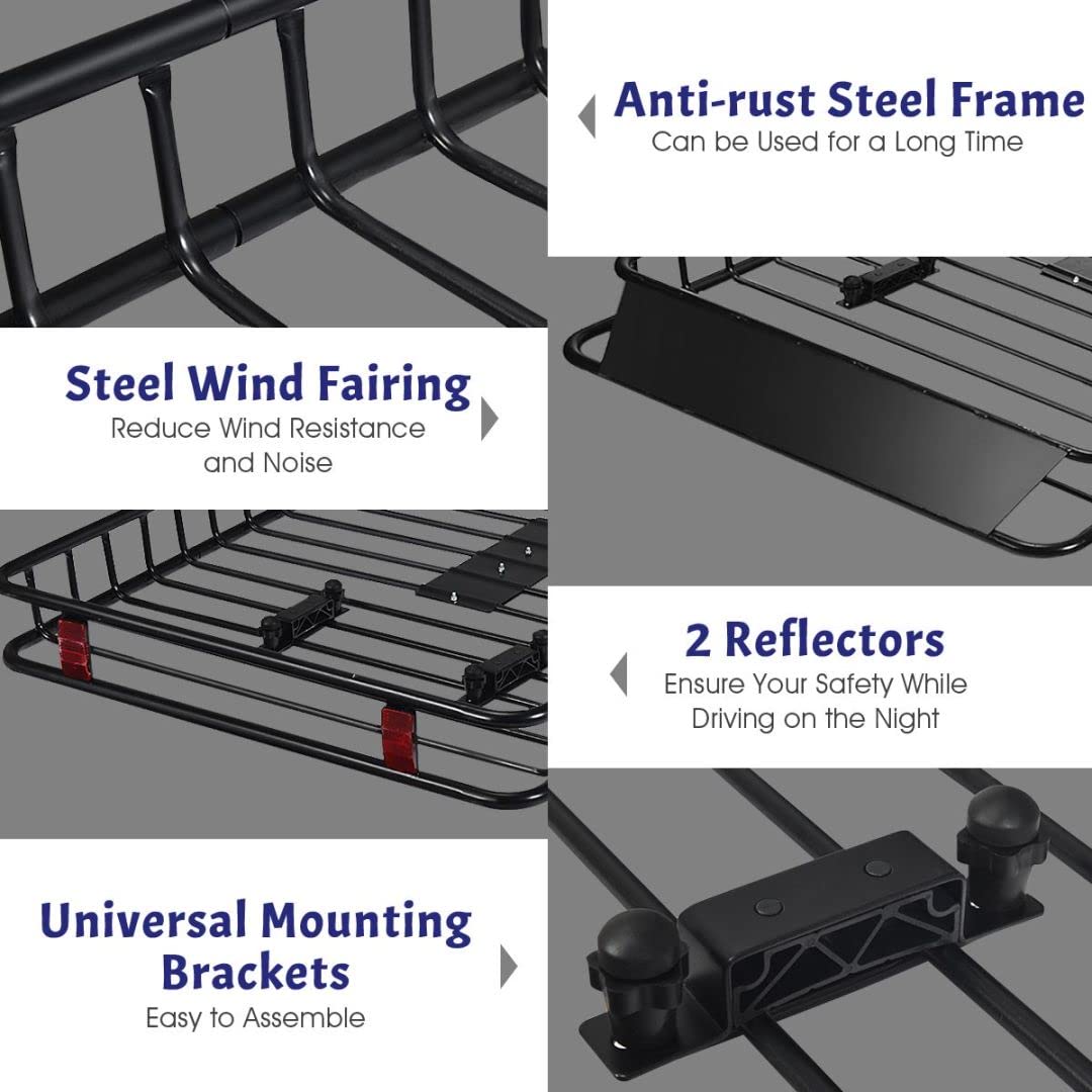GiantexUK 116-162x99x15cm Expandable Steel Roof Rack Basket