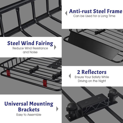 GiantexUK 116-162x99x15cm Expandable Steel Roof Rack Basket