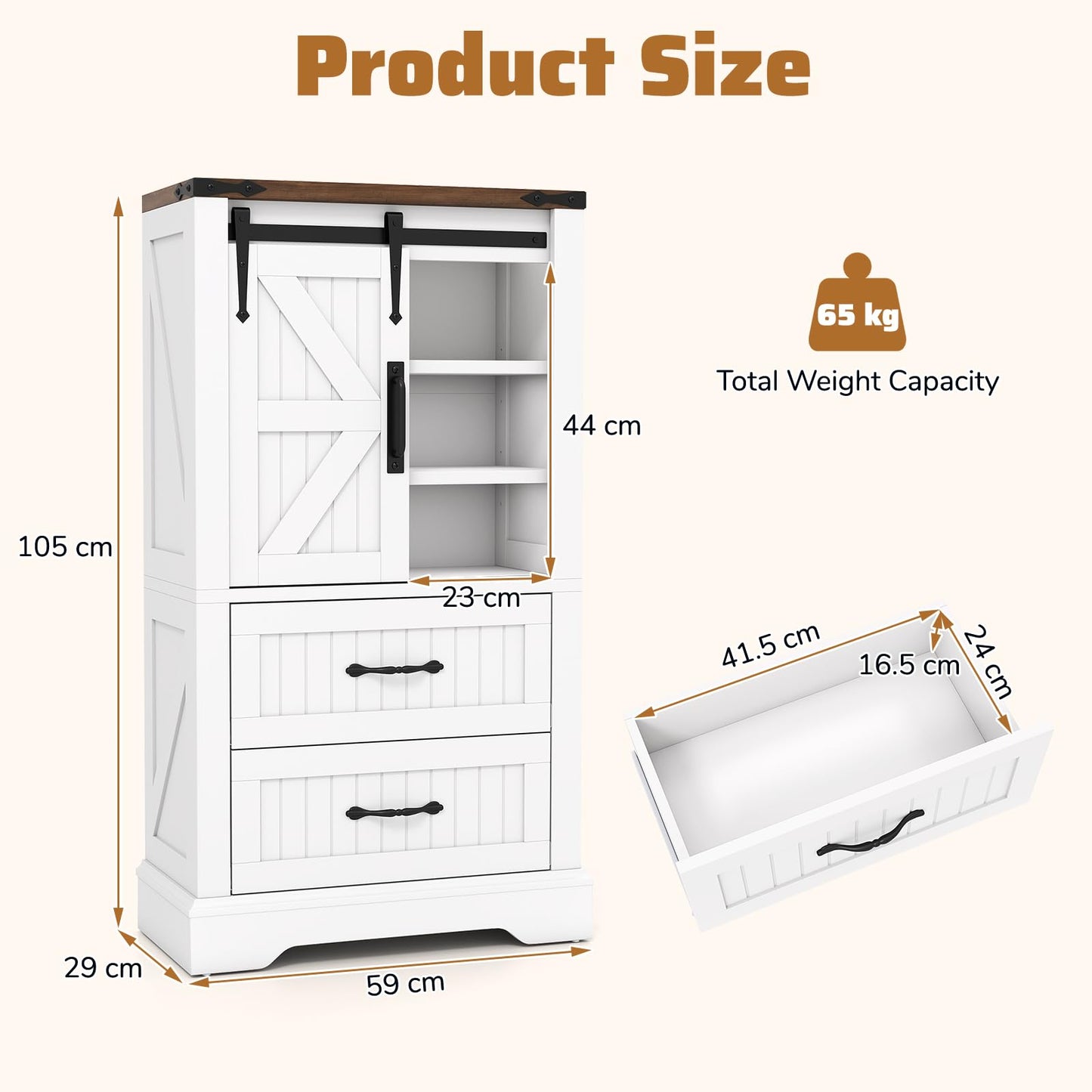 Farmhouse Bathroom Floor Cabinet with Sliding Barn Door