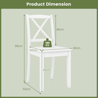 Dining Chairs Set of 2, Wooden Kitchen Chairs with Curved Cross Back Backrest