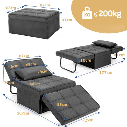 4 in 1 Convertible Sofa Bed with Adjustable Backrest