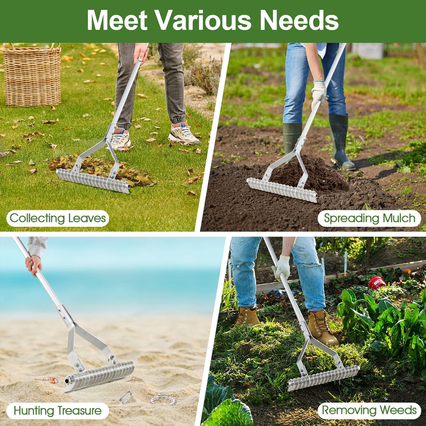 178 cm Aluminum Garden Thatch Rake
