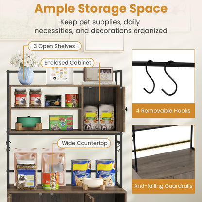 Cat Litter Box Enclosure, Hidden Cats Washroom Furniture with Storage Shelves