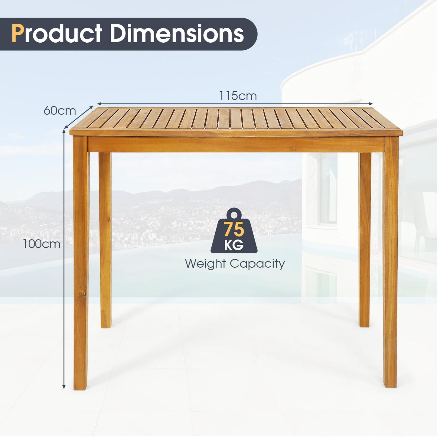 Outdoor Bar Table Acacia Wood Bar Table for Outside
