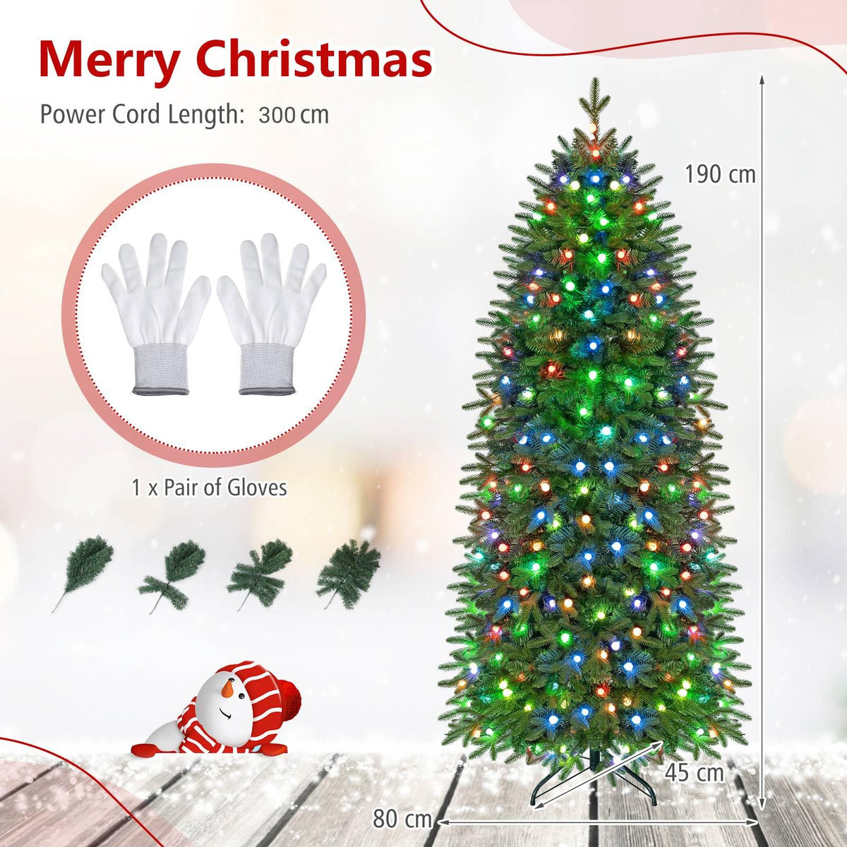 6.2FT/190CM Pre-Lit Christmas Tree with RGB LED Lights