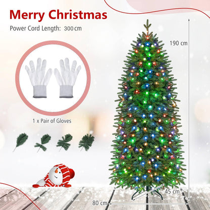 6.2FT/190CM Pre-Lit Christmas Tree with RGB LED Lights