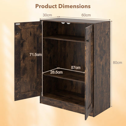 Wooden Storage Cabinet, Freestanding Buffet Sideboard with Doors & Shelves