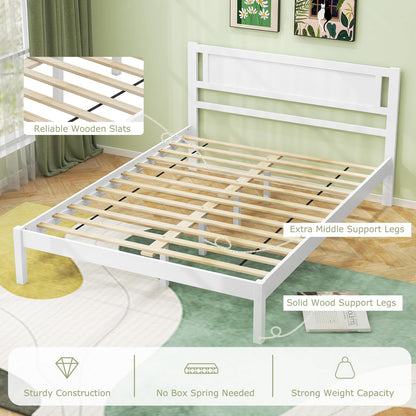 4FT 6 Double Size Bed Frame with 145cm Headboard & 22cm Under bed Storage