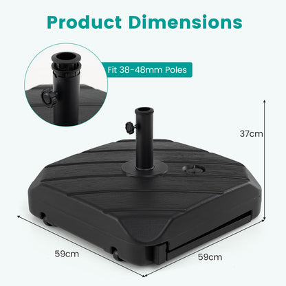 Mobile Parasol Base, 59kg/90kg Water & Sand Fillable Patio Parasol Stand