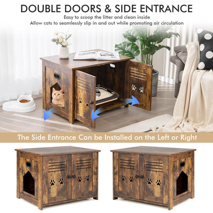 Industrial Wooden Kitty Hidden Washroom Toilet with Side Entrance and Cutout Handle