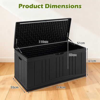 Garden Storage Box, Waterproof Resin Deck Box Bench with Lockable Lid