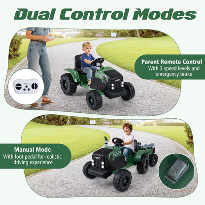 24V Ride On Tractor with Detachable Trailer for Kids