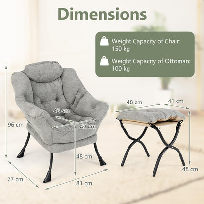 Armchair Accent Chair with Footstool for Living Room Bedroom