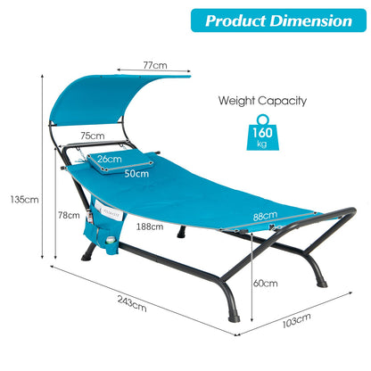 Outdoor Hammock with Stand Cushion and Canopy for Garden Lawn