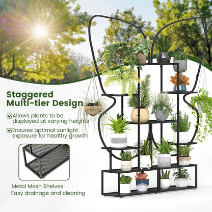 185 cm Tall Butterfly-Shaped 6-Tier Flowerpot Shelf