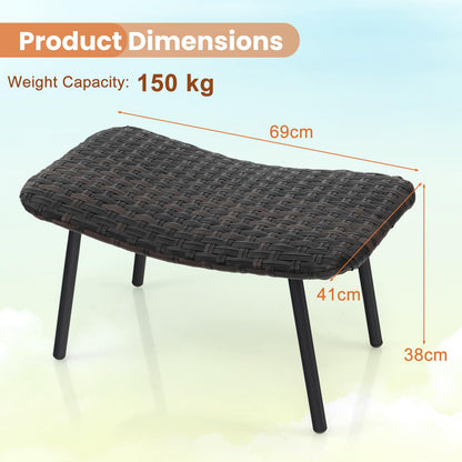 All-Weather Rattan Footstools Set of 2 with Quick-Dry Foam