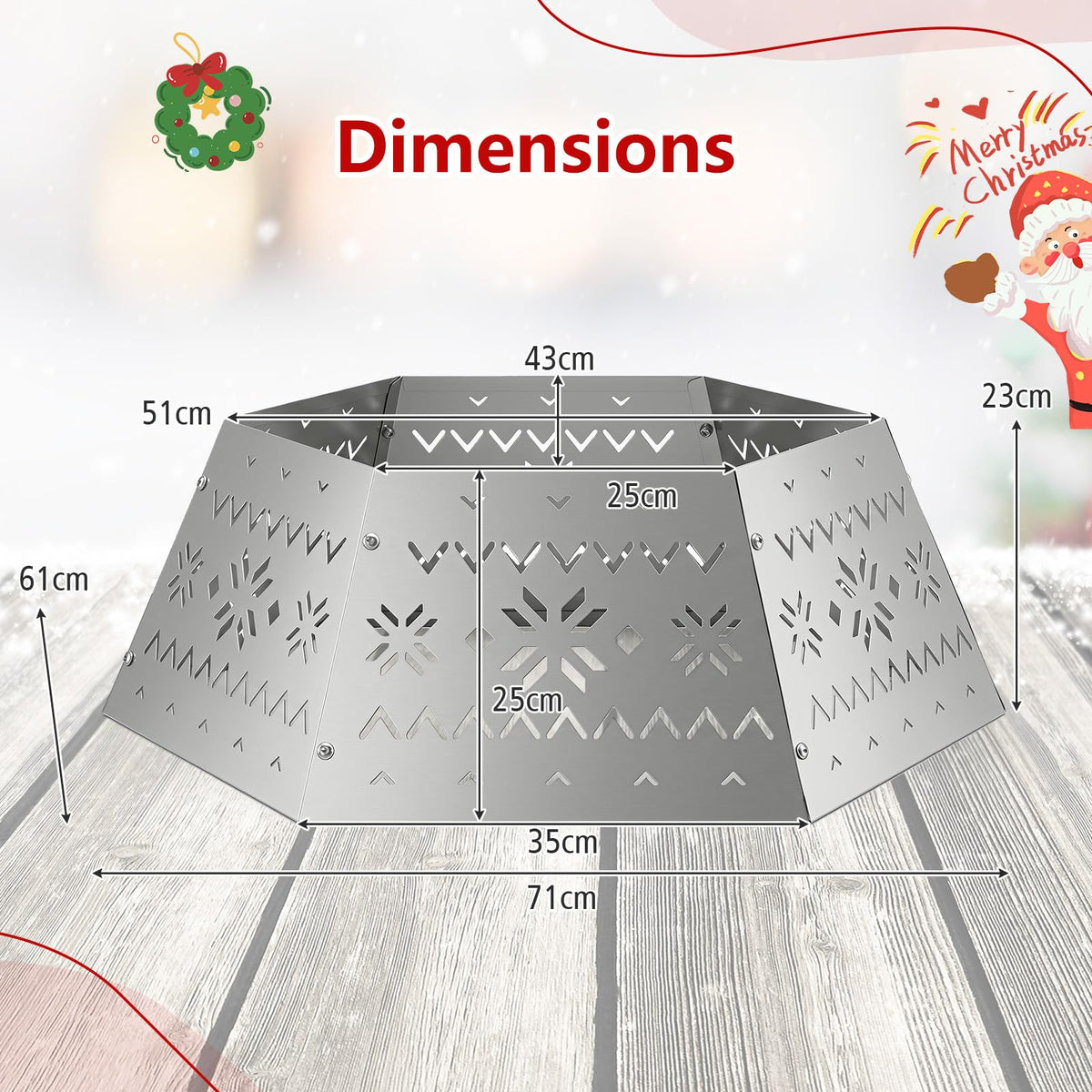 71cm Silver Metal Christmas Tree Collar