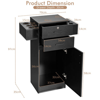 Beauty Salon Storage Cabinet with 6 Hair Dryer Holders