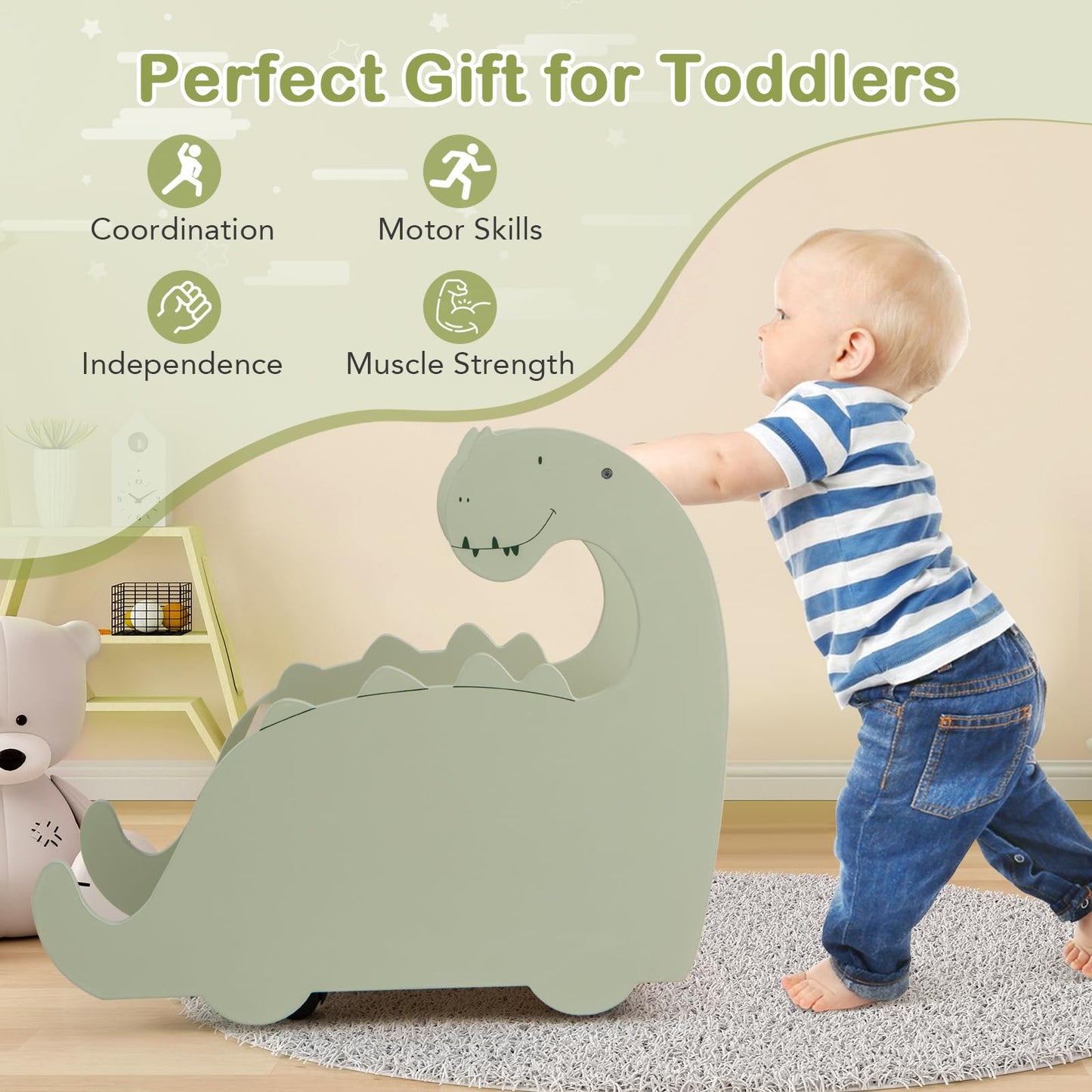 2 in 1 Toddler Shopping Cart with 4 Universal Wheels