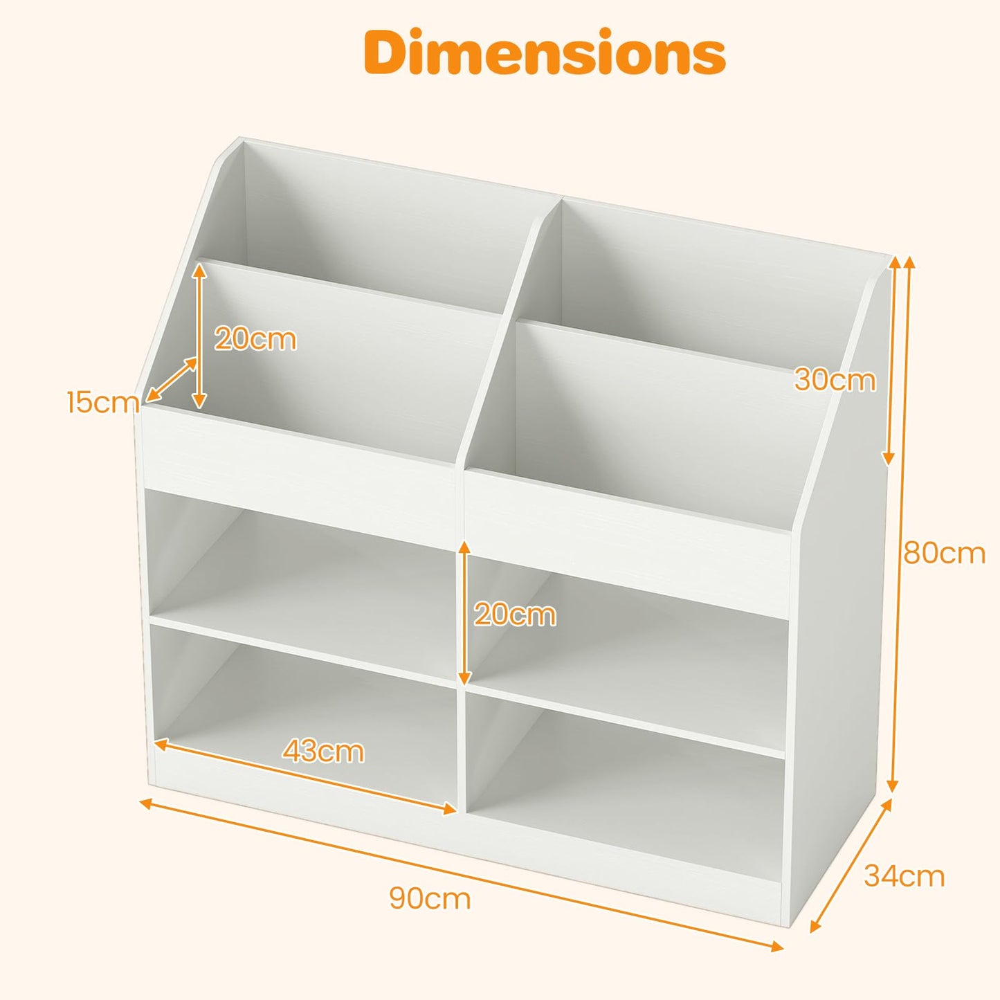 Kids Bookshelf, Wooden Toddler Toy Organizer