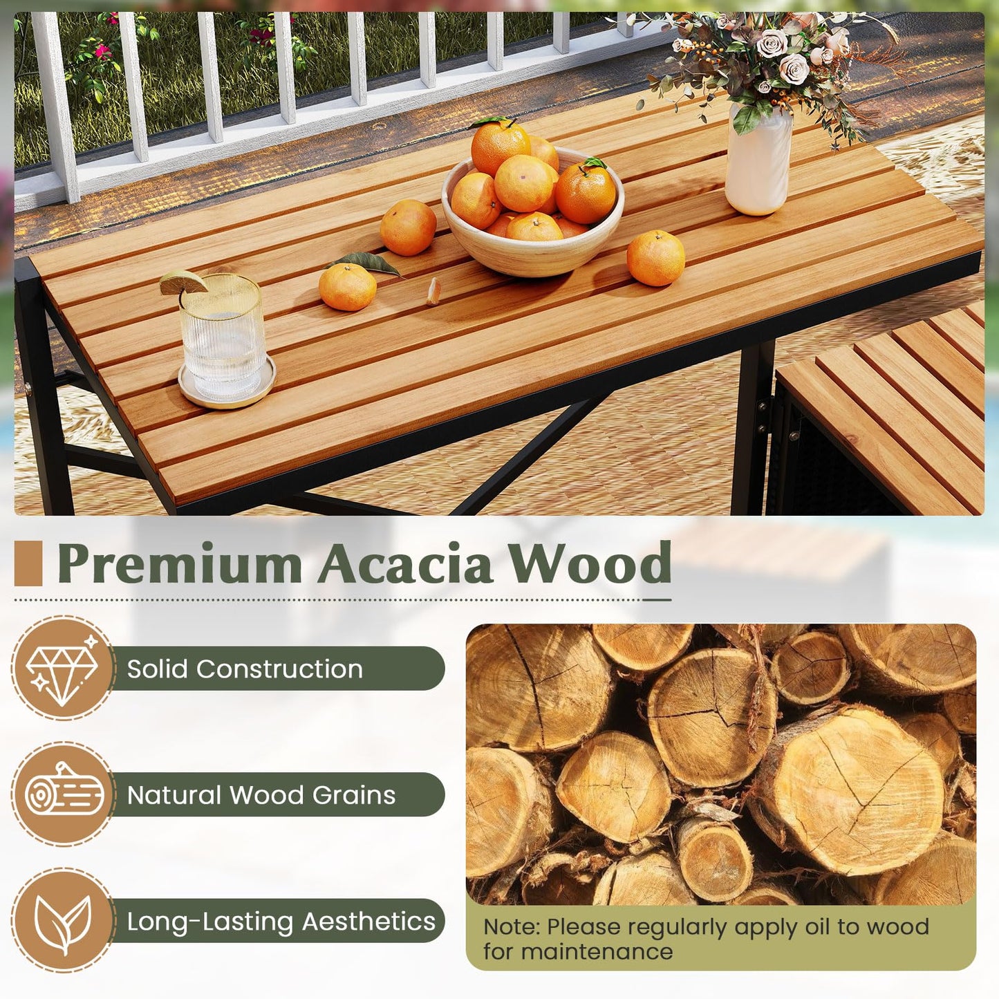 2-in-1 Transforming Picnic Table and Chairs Set