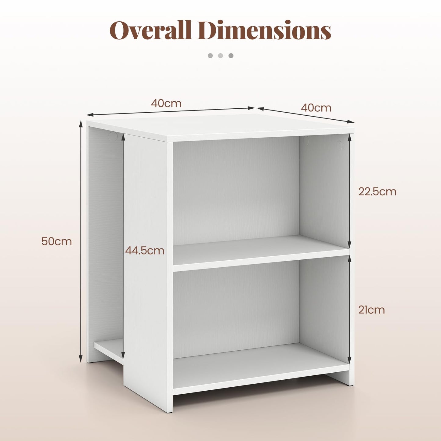 3-Tier Sofa Side Table, Square Nightstand End Table