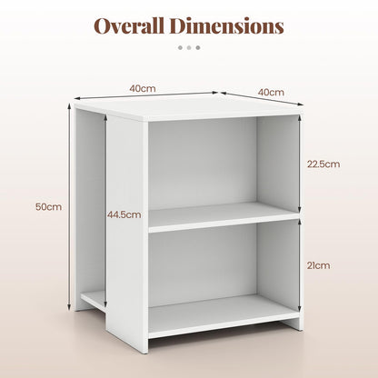 3-Tier Sofa Side Table, Square Nightstand End Table